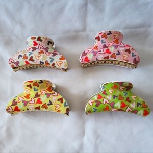 Colorful Hearts Hair Claw (Set of 4)